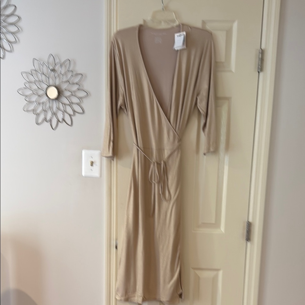 Majestic Filatures Deluxe Tan Wrap Dress, size 5, XL